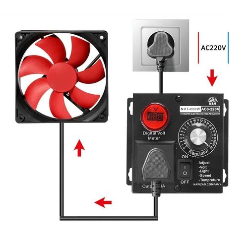 220V 4000W Variable Voltage Regulator Speed Motor Fan Control Controller UK Plug — image 8