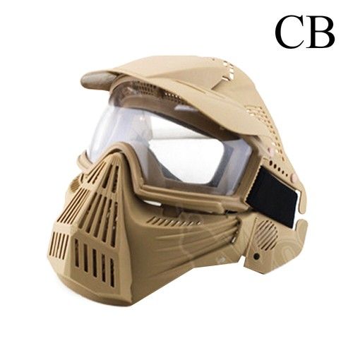 Tactical Full Face Mask Protective Mask Paintball Airsoft PC Safety Goggles lens