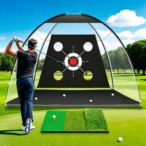 10x7ft Golf Practice Net with Mat & Balls Hitting Driving Chipping for Garden — image 10