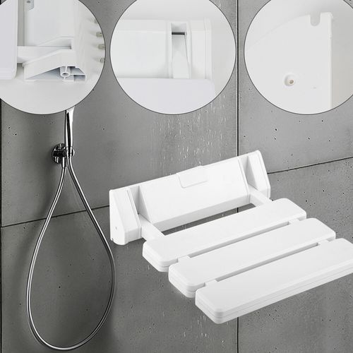 Shower Seat Wall Mounted Shower Folding Seat up to 130kg Bath Chair Shower Stool — image 5