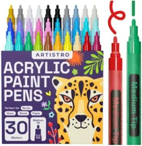 ARTISTRO Acrylic Paint Markers Pens - 30 Acrylic Paint Pens Medium Tip rpp39.99$