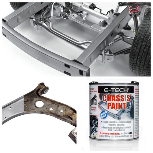 E-TECH SILVER Quick Repair Protect Restore Car Underbody Chassis Paint 500ml — image 1