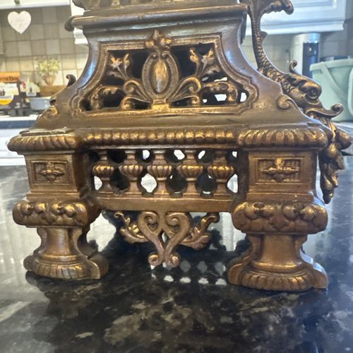 Antique 19thC French Baroque Ornate Brass 5 Arm Candelabra Altar Style 24" — image 4