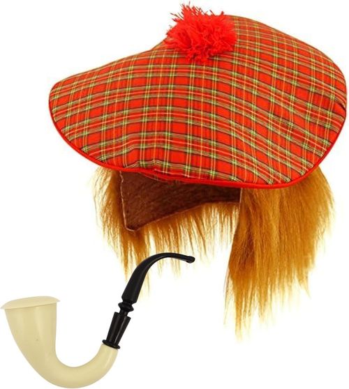 SCOTTISH Mens COSTUME Scotsman Tartan Hat Kilt Hair Burns Night Fancy Dress UK — image 1