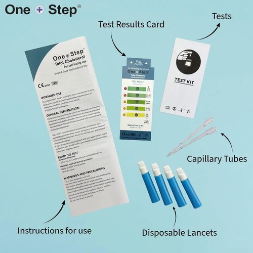 One Step 2 x Total Cholesterol Test Kits, Home Cholesterol Test Kit UK — image 3