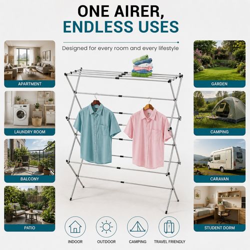 3 Tier Clothes Dryer Airer Foldable Laundry Rack Washing Line Drying Horse Airer — image 7