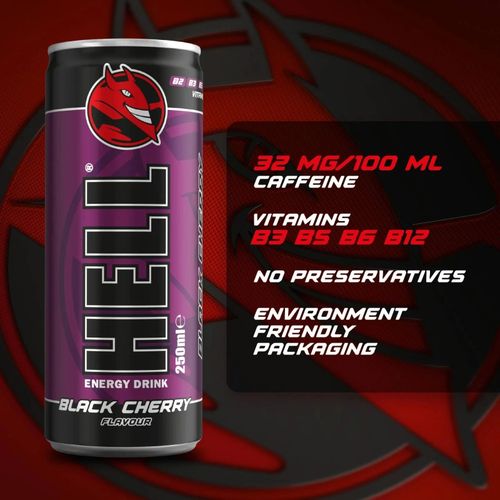 Hell Energy Drink - Black Cherry 250ml (Pack of 24) PRICE MARKED — image 3