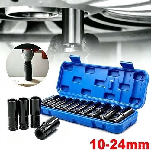 11pcs Heavy Duty 1/2" Drive Deep Impact Sockets Set Long Reach Wheel Wrench Nut
