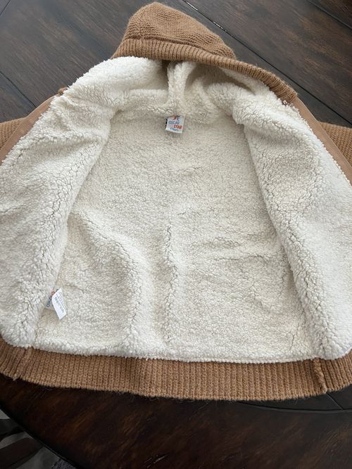 Oscar Star 4T NWT Beige Knit Hooded Full Zip Sherpa Lined Jacket Wool — image 5