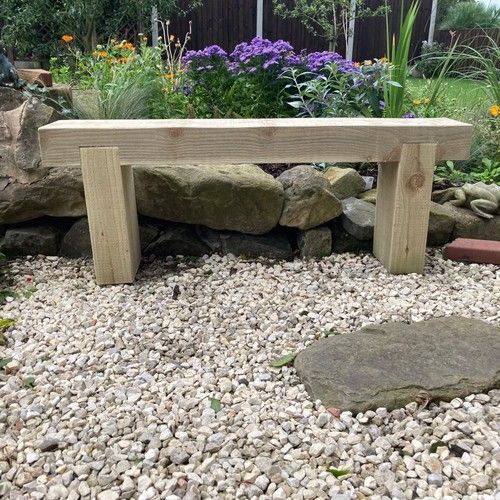 3 Seater Wooden Rustic Garden Bench Sleeper Seat Outdoor Patio Furniture