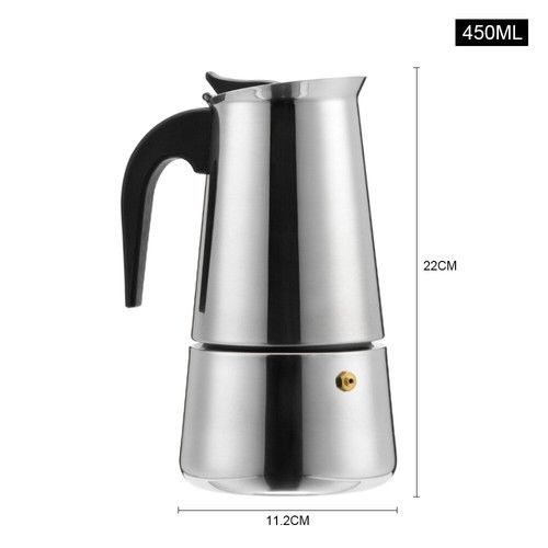 Stainless Steel Espresso Coffee Maker Stove Top Percolator 2/4/6/9 Cups Moka Pot