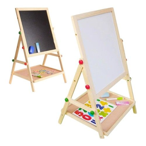 2 In 1 Children Black/White Board Adjustable Wooden Easel Kids Drawing Board UK