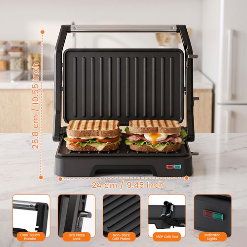 SUPERLEX Panini Press Grill Sandwich Toaster Maker Breakfast Machine Non-stick — image 2