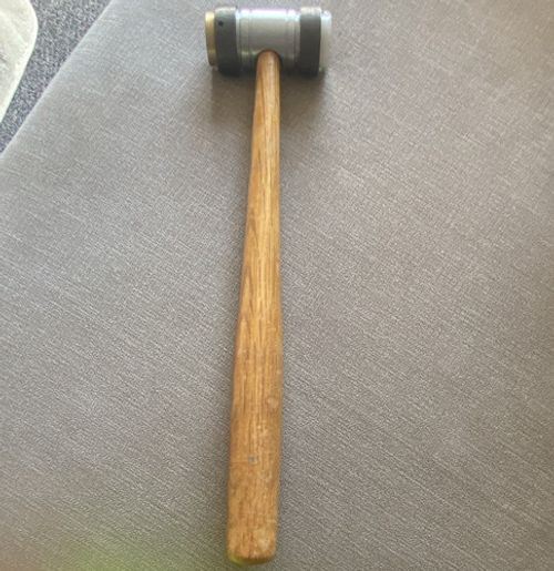 Soft Face Hammer brass and plastic Head, Wooden Handle, Brown/Grey/Silver/White