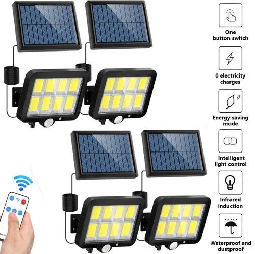 4PACK Solar Power LED PIR Motion Sensor Wall Light Security Outdoor Garden Flood