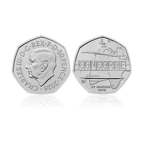 Concorde Stamps Coin Cover 50p Brilliant Uncirculated fr Royal Mail Royal Mint — image 5