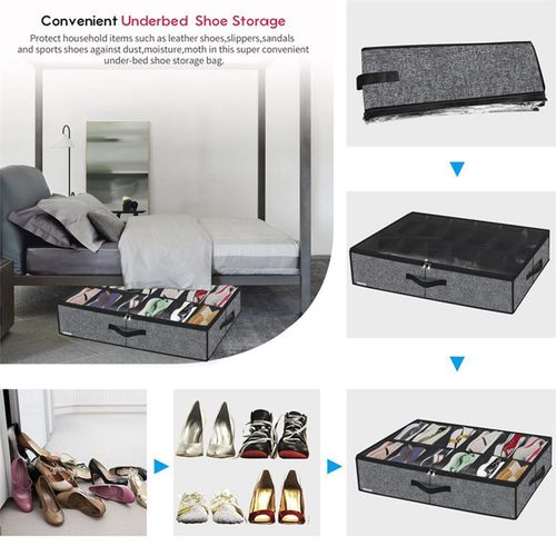 Under Bed Shoe Storage Organiser for 24 Pairs Clear Foldable Shoe Boxes Set of 2 — image 4