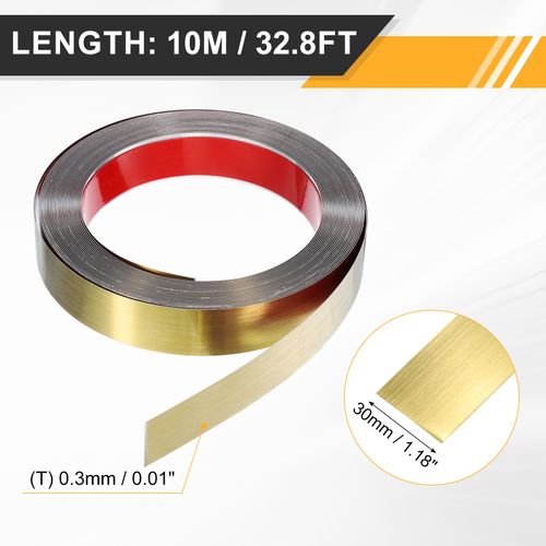 Wall Molding Trim, 32.8 ft x 1.2 Inch Peel and Stick Strip, Brushed Gold — image 2