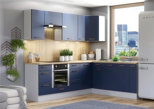 Kitchen Cabinet Pull Out Storage Basket 200mm Navy Blue Door Base Cupboard Nora — image 13