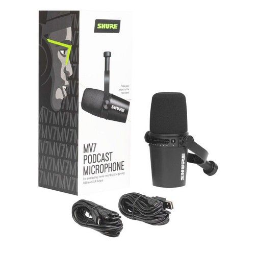 Podcast Vocal Recording Live Stream Kondensatormikrofon in Schwarz NEU Shure MV7