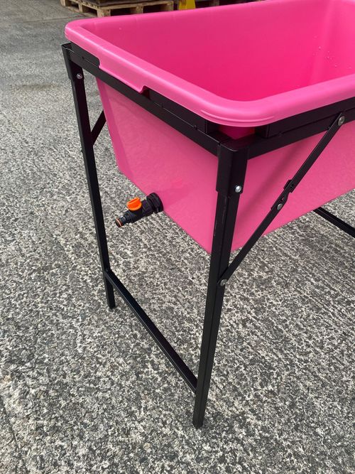 90L Pink Dog Bath with Stand & Drain Valve – Foldable Pet Washing Tub — image 6