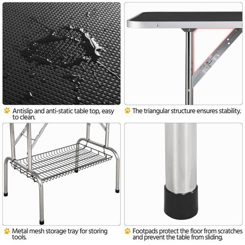 Pet Foldable Grooming Table w/ Adjustable Height Non-Slip Tabletop with 2 Leash — image 12