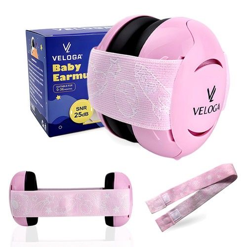 Baby Ear Defenders 0-36 Months by Veloga - baby ear muffs  for Sleep, Travel