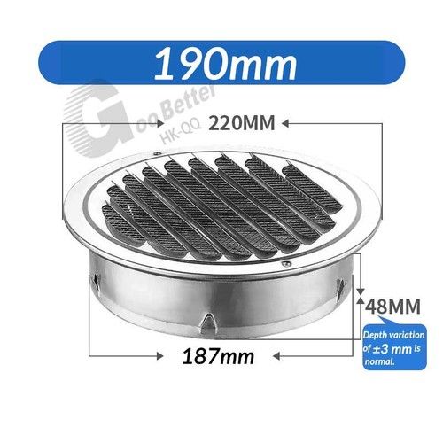 60 - 300 mm Round Air Vent Grille Cover Ducting Ventilation Fly Net Wall Ceiling