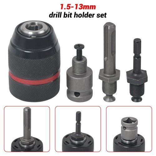 1.5 - 13mm Keyless Drill Chuck Screwdriver Impact Driver Adapter 1/4" Hex-Shank