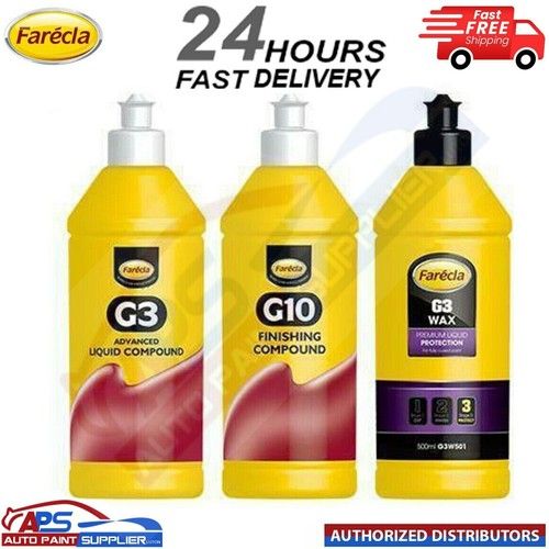 G3 Farecla Wax 500ml, G3 Advanced Liquid 500ml & G10 500ml Compound & Polish Kit