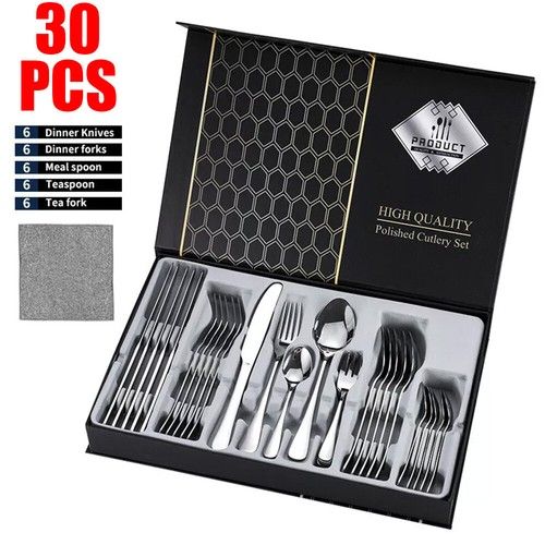 30X Cutlery Dinner Set Stainless Steel High Grade Tableware Fork Tea Spoons Tool
