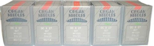 ORGAN OVERLOCKING MACHINE NEEDLES, DC X 27, B27, PACK OF 10, ALL SIZES, FREE P&P