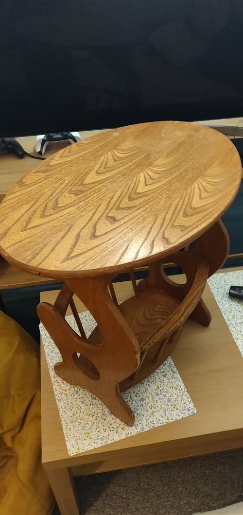 Vintage Mid Century Teak Table Magazine Rack Side Table Plant Hallway Table 1970 — image 11