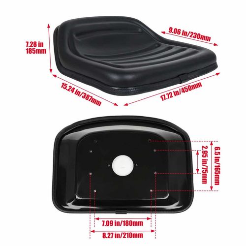 Black PVC Low Back Seat Pan for Ride on Lawn Mower Garden Tractor Universal UK — image 2
