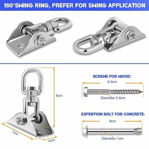 2x Ceiling Hook Swing Hanger Hook 360° Swivel Hanging Hammock Chair Hook Bracket — image 3
