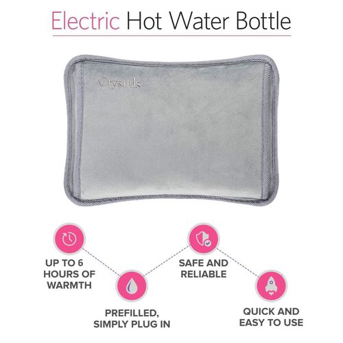 ELECTRIC RECHARGEABLE HOT WATER BOTTLE GREY BED HAND WARMER MASSAGING HEAT PAD — image 7