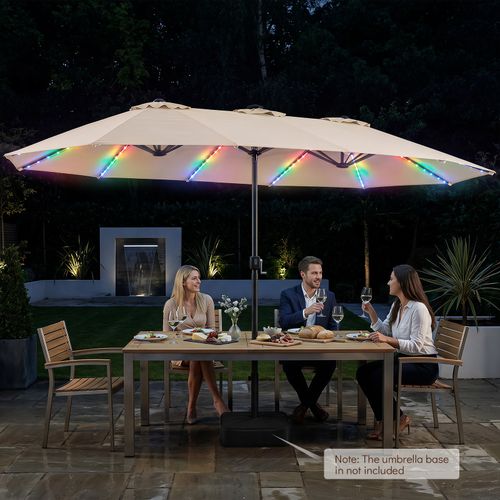 15ft Double-Sided Parasol Large Rectangular Market Umbrella 144 Solar LED Lights — image 5