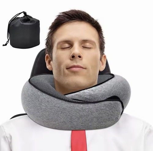 Travel Neck Pillow Memory Foam U-Shape Snail Support | Portable Adjustable Soft