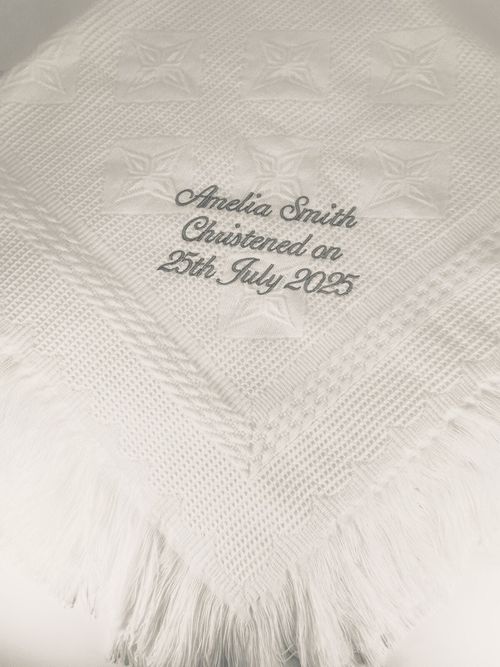 Personalised Christening Blanket, Baby Portuguese Shawl, Baptism Namesake Gift — image 5