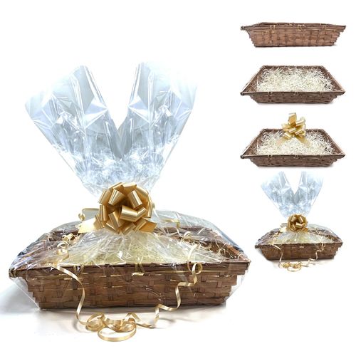 5x DIY Make Your Own Hamper Wicker Gift Basket Box Kit with Shred+Cellophane+Bow — image 3