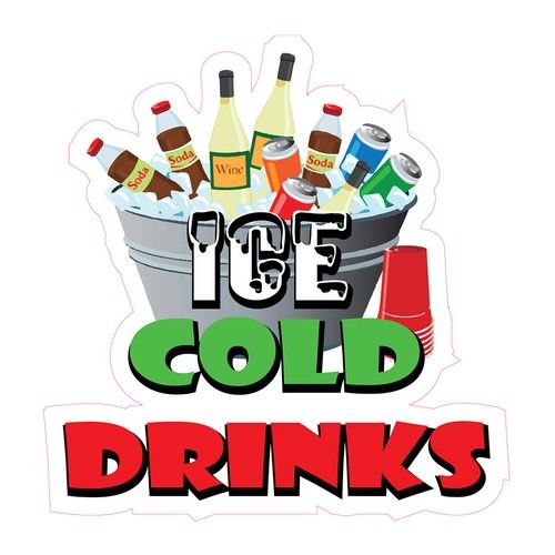 Food Truck Decals Ice Cold Drinks Style B Restaurant & Food Concession Sign Red
