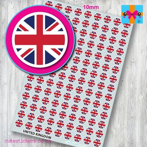 ROUND Union Jack UK United Kingdom Flag Stickers 6 Sizes Small Sticker GB Event