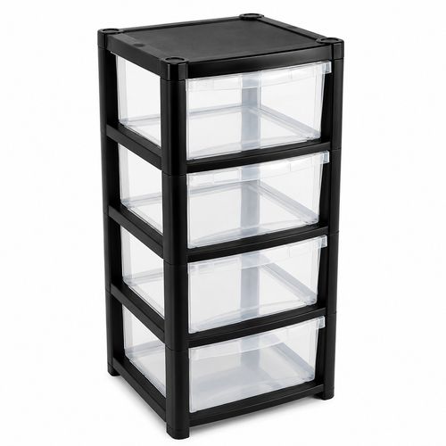 Modern 4 Drawer Plastic Storage Tower Clear Drawer HEAVY Unit  Office/ home / UK — image 4