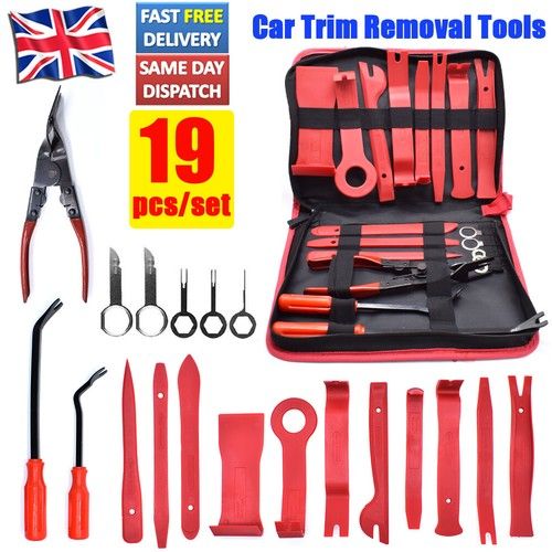 19 Pcs Panel Door Pry Dash Interior Clip Set Y Car Trim Removal Molding Tool Kit