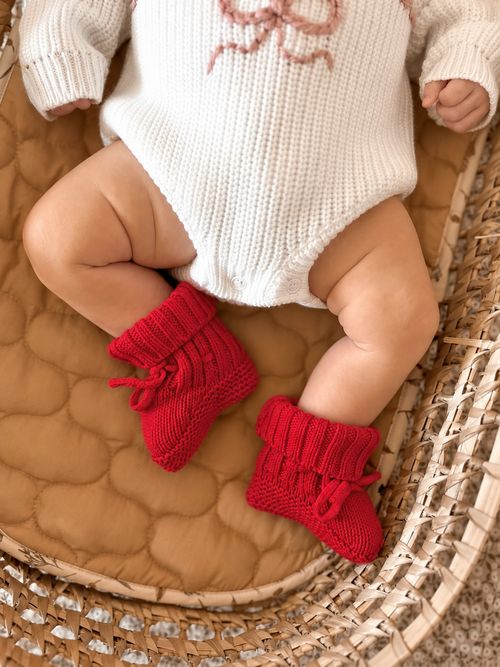 Red, Pink or White Knit Baby Bow Headband Topknot, 0-3m, 100% Organic Cotton — image 16