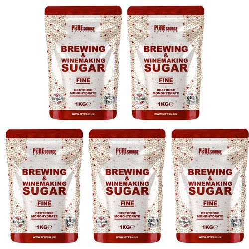 Brewing Sugar Home Brew Beer Wine Cider Making Dextrose - 5 x 1kg BAGS SUGAR — image 1