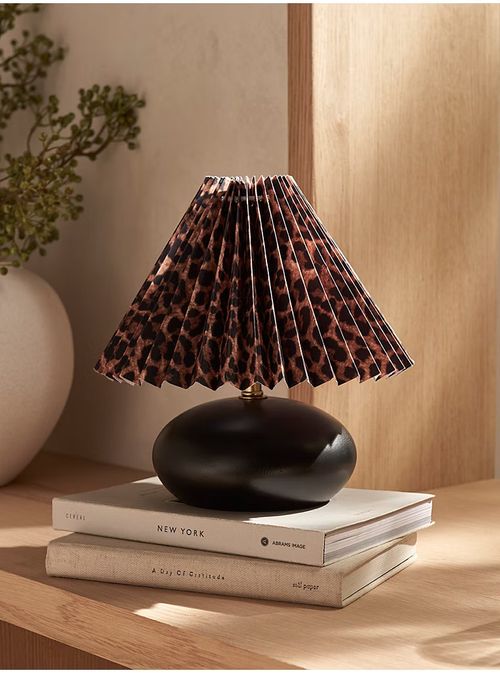 Black Leopard Print Battery Table Lamp — image 2
