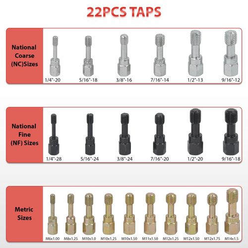 49PC Thread Repair Chaser Kit UNC UNF Metric Thread Restorer Tap and Die Tool — image 4