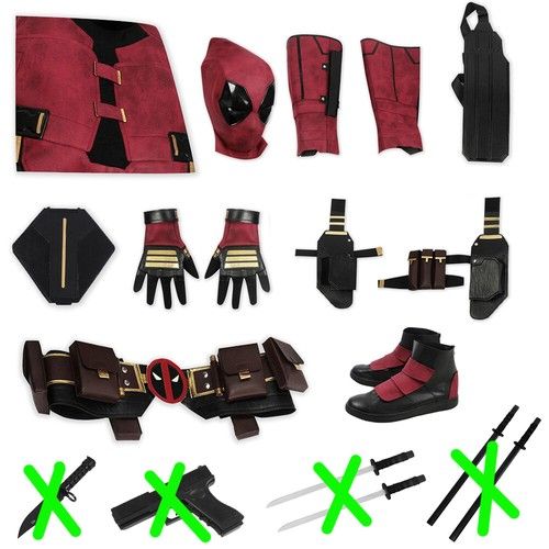 Deadpool 3 Wade Wilson Cosplay Costume Mr. Pool Red Suit Men Outfit Mask Party