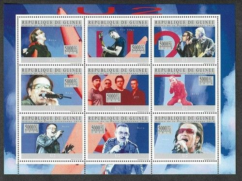 U2- Music-Special stamp sheet mnh--Rock Music-Guinee-2010